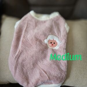 Pink Fuzzy Dog Sweater with Sheep Design